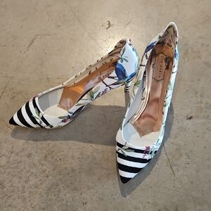 Ted Baker Black and White Floral Heels